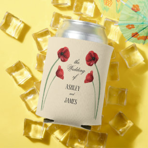 Rote Mohnblumen Moderne Hochzeit Dosenkühler