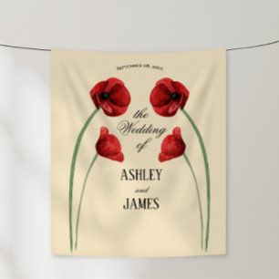 Rote Mohnblumen Moderne Hochzeit Wandteppich