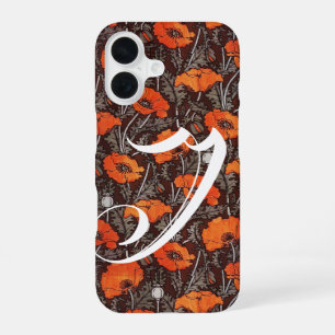 ROTE MOHNBLUMEN Mohn Blumen- Monogramm in schwarz iPhone 16 Hülle