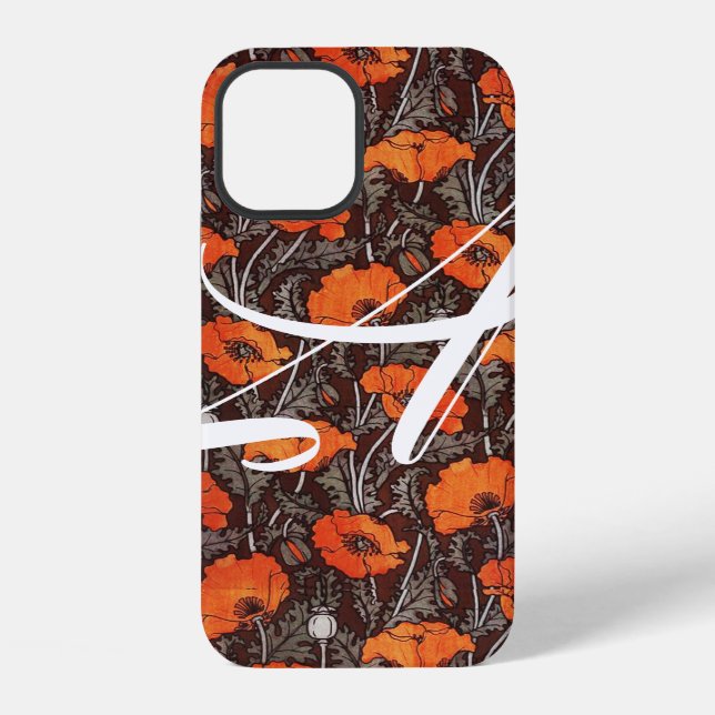 ROTE MOHNBLUMEN Mohn Blumen Monogramm Schwarz Weiß iPhone Hülle (Rückseite)