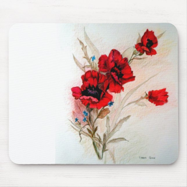 Rote Mohnblumen Mousepad (Vorne)