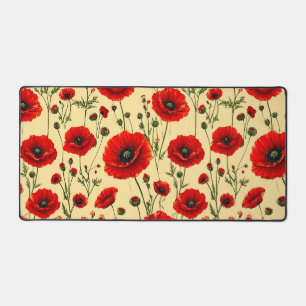 Rote Mohnblumen Muster Schreibtischunterlage
