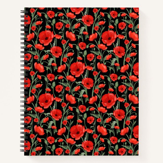 Rote Mohnblumen Notizbuch (Vorderseite)