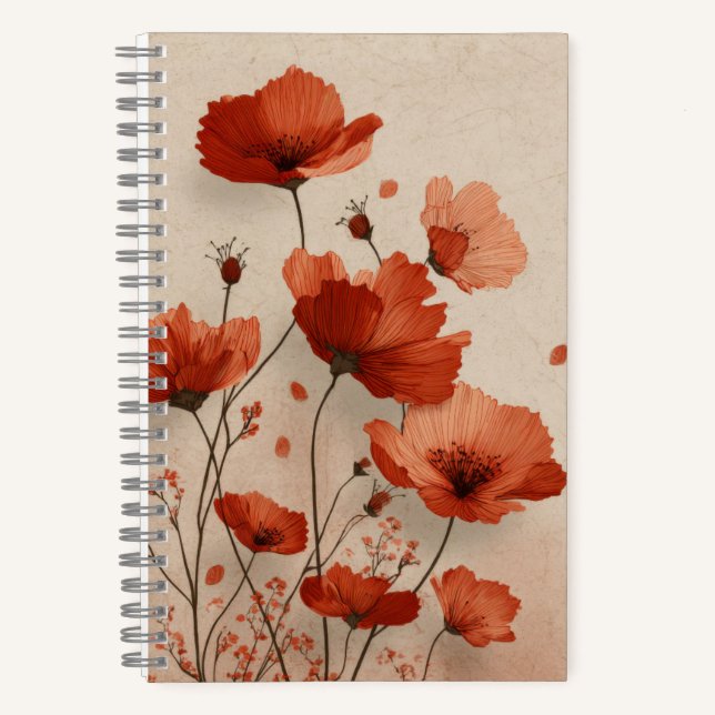 Rote Mohnblumen  Notizbuch (Vorderseite)