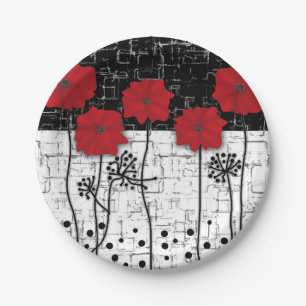 Rote Mohnblumen Pappteller