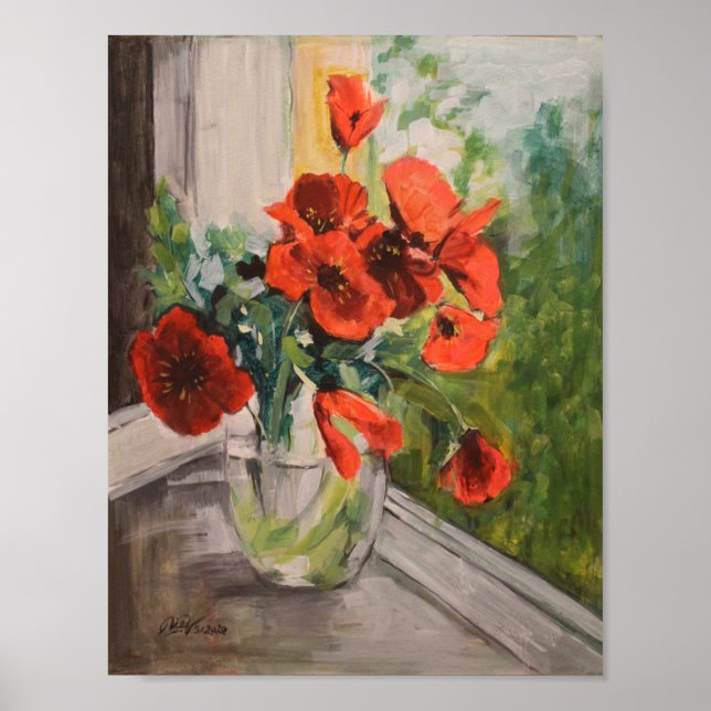 Rote Mohnblumen Poster (Vorne)