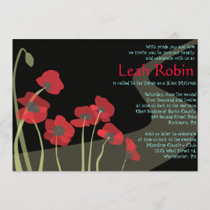 ROTE MOHNBLUMEN Schläger Mitzvah Zauberer von Oz Einladung