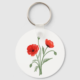 Rote Mohnblumen Schlüsselanhänger