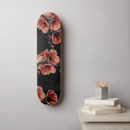 Rote Mohnblumen Schwarz Skateboard