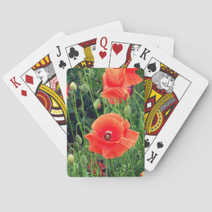 Rote Mohnblumen-Spielkarten Spielkarten