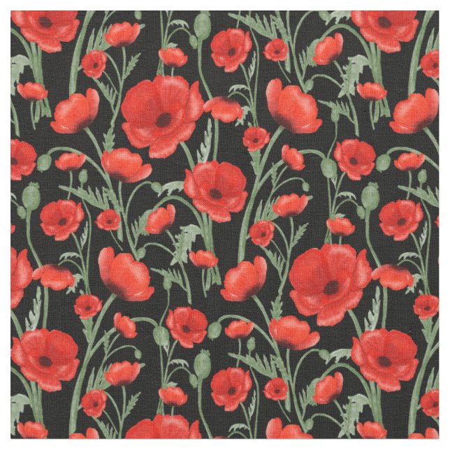 Rote Mohnblumen Stoff (Nahaufnahme)
