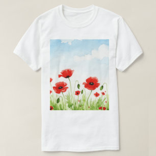 Rote Mohnblumen T-Shirt