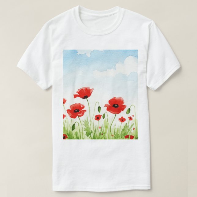 Rote Mohnblumen T-Shirt (Design vorne)