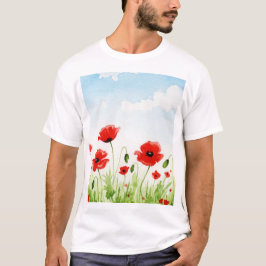 Rote Mohnblumen T-Shirt