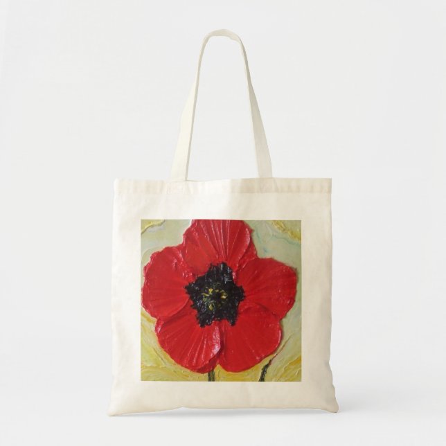 Rote Mohnblumen-Taschen-Tasche Tragetasche (Vorne)
