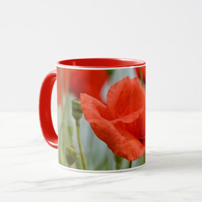 Rote Mohnblumen Tasse (Vorderseite Links)