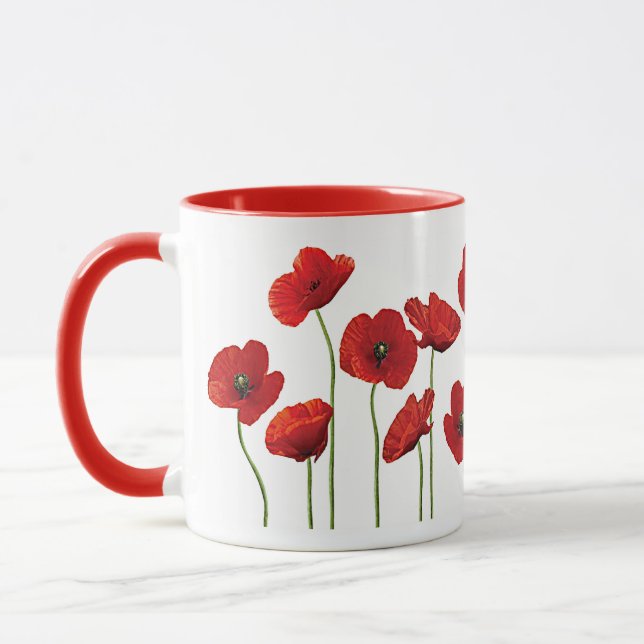 Rote Mohnblumen Tasse (Links)
