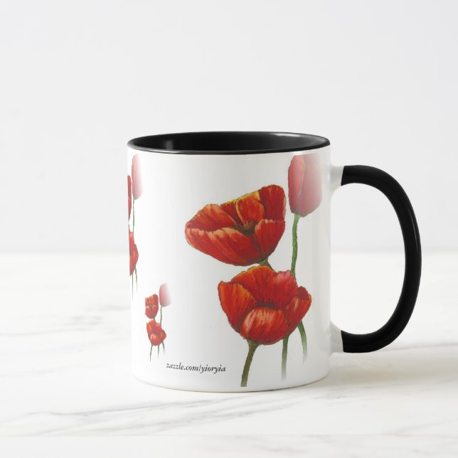 Rote Mohnblumen-Tasse Tasse (Rechts)