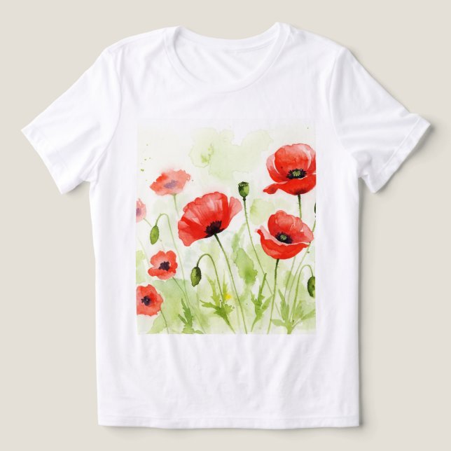 Rote Mohnblumen Tri-Blend Shirt (Design Vorderseite)