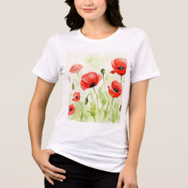Rote Mohnblumen Tri-Blend Shirt