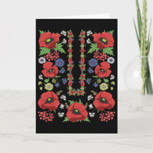 Rote Mohnblumen Ukraine-Shirt Floral Ukrainische W Karte