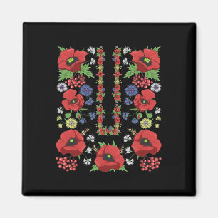 Rote Mohnblumen Ukraine-Shirt Floral Ukrainische W Magnet