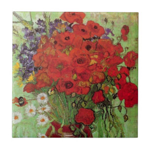 Rote Mohnblumen und Gänseblümchen von Vincent van Fliese