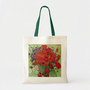 Rote Mohnblumen und Gänseblümchen von Vincent van  Tragetasche
