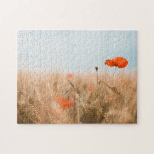 Rote Mohnblumen und Goldgerste Puzzle