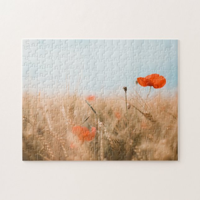 Rote Mohnblumen und Goldgerste Puzzle (Horizontal)
