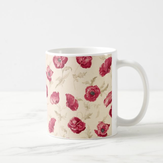 Rote Mohnblumenmuster-Tasse Tasse (Rechts)