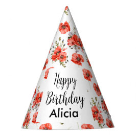 Rote Mohnblüte 50. Geburtstag Partyhütchen