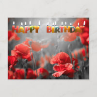 Rote Mohnblüte Blume und glückliche Geburtstagskan
