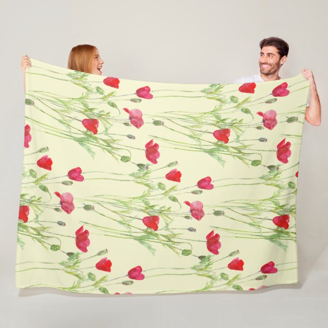 Rote Mohnblüte, Sommerwiese, wilde Blume Fleecedecke (Beispiel)