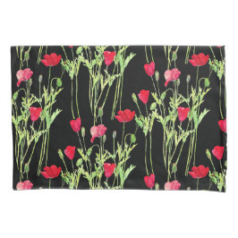 Rote Mohnblüte, Sommerwiese, wilde Blume Kissenbezug