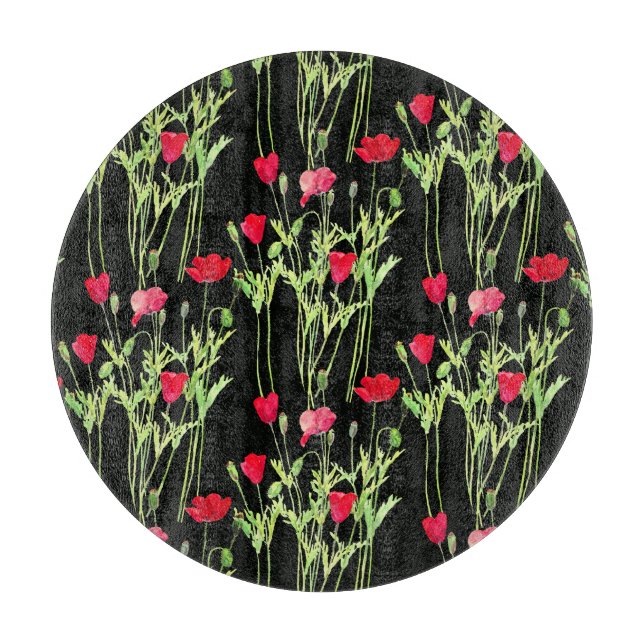 Rote Mohnblüte, Sommerwiese, wilde Blume Schneidebrett (Vorderseite)