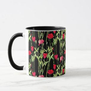 Rote Mohnblüte, Sommerwiese, wilde Blume Tasse