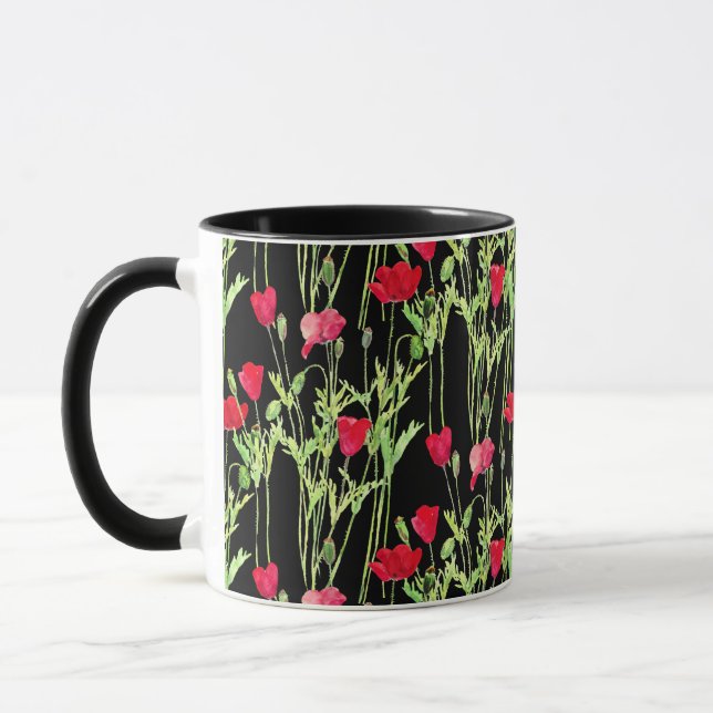 Rote Mohnblüte, Sommerwiese, wilde Blume Tasse (Links)