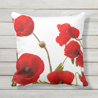 Rote Mohnblüte Vintage, benutzerdefinierte Blume Kissen
