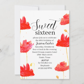 Rote Mohnblüten Süß 16 16 Einladung