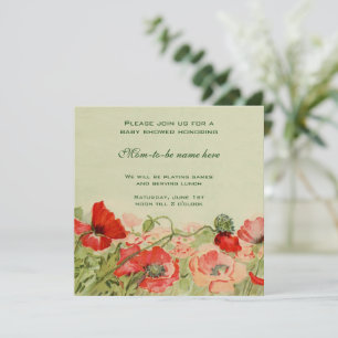 Rote Mohnblütendusche Blume Floral Meadow Baby Einladung