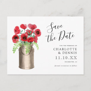 Rote Mohnmilch Save the Date Postkarte