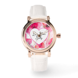 Rote Mohnmohnblume Blumen Wasserfarbe Ehefrau Armbanduhr