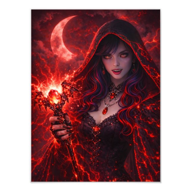 Rote Mond-Zauberin – Dark Fantasy Poster (Vorne)