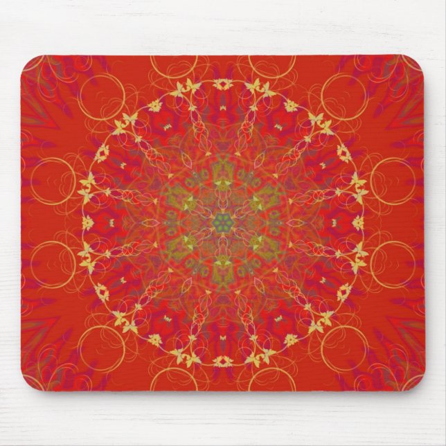 Rote Mondsun-Mandala Mousepad (Vorne)