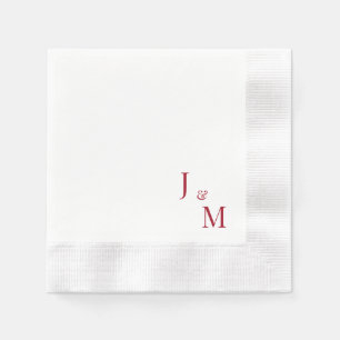 Rote Monogramm einfache weiße Hochzeit geprägt Serviette