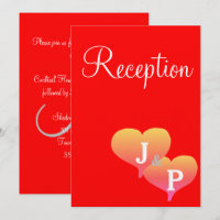Rote Monogramm-Empfang-Karten für Sonnenuntergänge