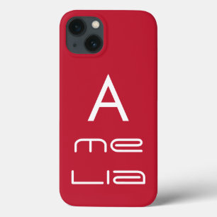 Rote Monogramm Name Personalisiert Modern Case-Mate iPhone Hülle