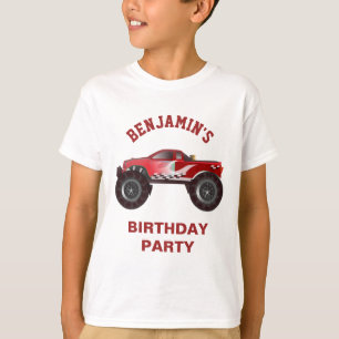 Rote Monster-Truck-Kindergeburtstagsfeier T-Shirt