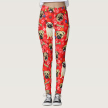 Rote Mops-Druck-Leggings